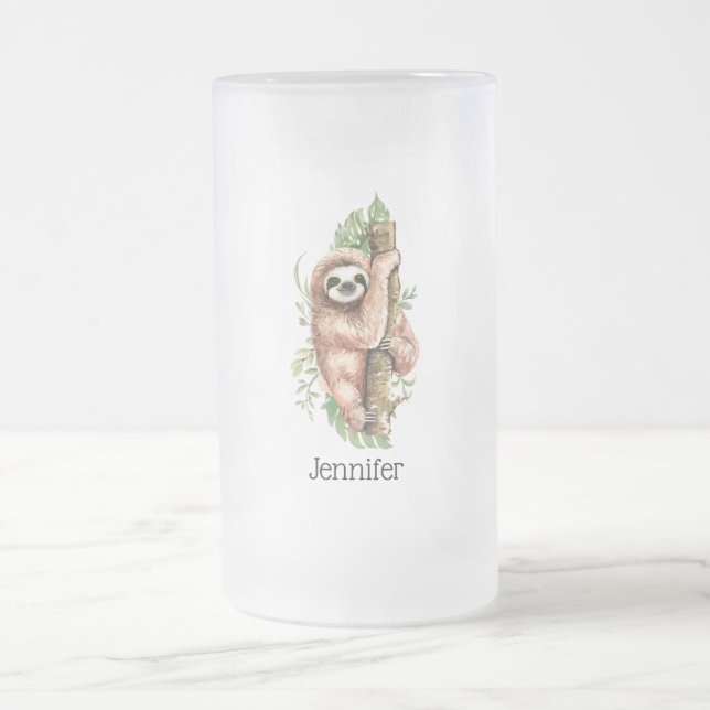 Taza De Cristal Esmerilado Eslora de acuarela y hojas tropicales (Centro)
