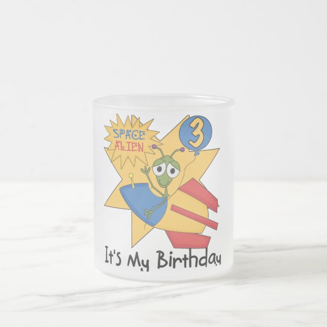 Taza De Cristal Esmerilado Espacio Extranjero 3er camisas de cumpleaños y reg (Centro)