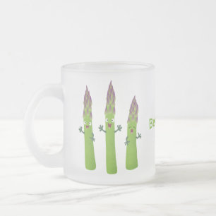 Taza De Cristal Esmerilado Espárrago lindo cantando trío de verduras personal