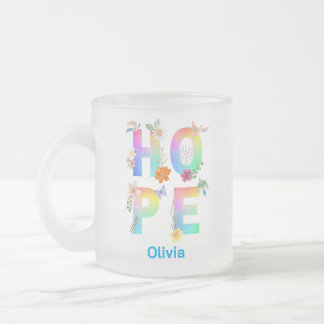 Taza De Cristal Esmerilado Esperanza Inspiradora artística positiva motivacio