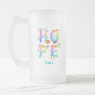 Taza De Cristal Esmerilado Esperanza Inspiradora artística positiva motivacio