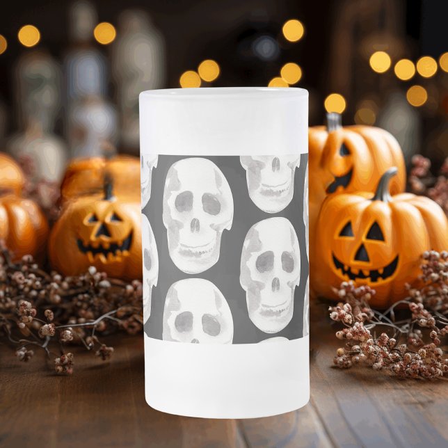 Taza De Cristal Esmerilado Espinoso patrón blanco y negro|Feliz Halloween (Subido por el creador)