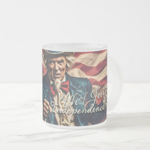Taza De Cristal Esmerilado Espíritu de Libertad en Rojo, Blanco y Azul