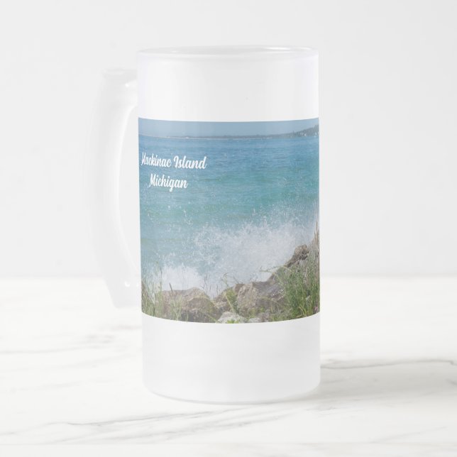 Taza De Cristal Esmerilado Esplandor En La Mugre De Mackinac (Anverso izquierdo)