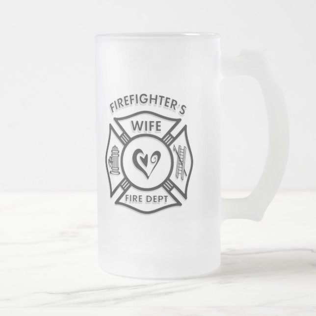 Taza De Cristal Esmerilado Esposa de los bomberos (Derecha)