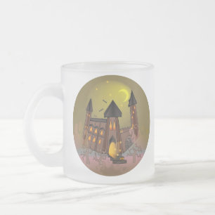 Taza De Cristal Esmerilado Espumosa casa de brujas de Halloween y castillo de