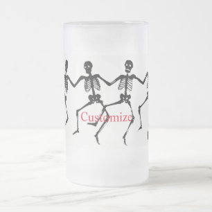 Taza De Cristal Esmerilado Esqueletos bailarines Halloween Thunder_Cove