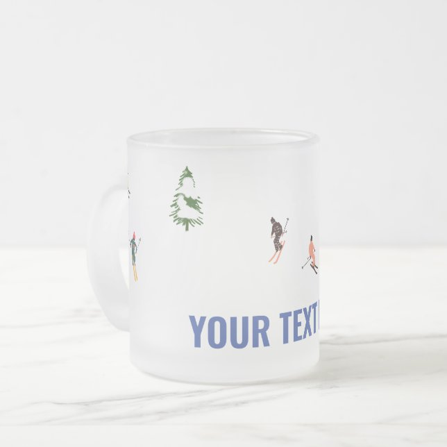 Taza De Cristal Esmerilado Esquí de esquí alpino de texto personalizado (Anverso izquierdo)