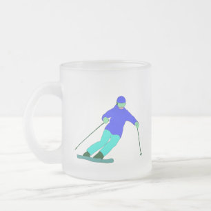 Taza De Cristal Esmerilado Esquí de nieve esquiadora