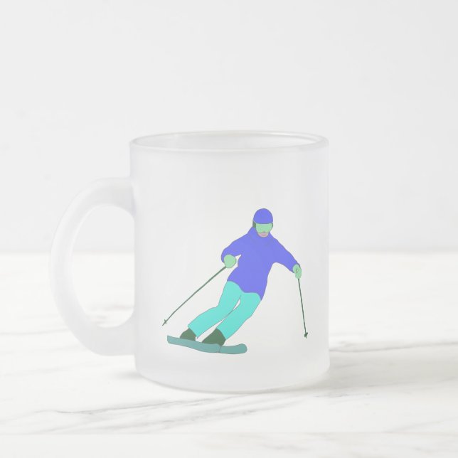 Taza De Cristal Esmerilado Esquí de nieve esquiadora (Izquierda)