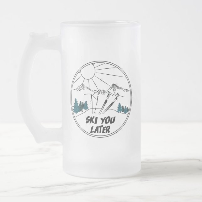 Taza De Cristal Esmerilado Esquiar más tarde divertida pista de esquí (Izquierda)