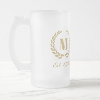 Taza De Cristal Esmerilado Est. Monograma Gold de 1952
