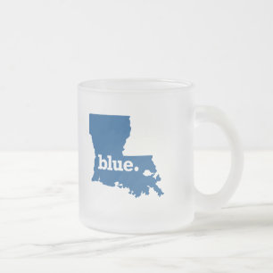 TAZA DE CRISTAL ESMERILADO ESTADO AZUL DE LOUISIANA