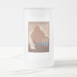 Taza De Cristal Esmerilado Estado de Montana: Tribus Indígenas, Montañas, Pra