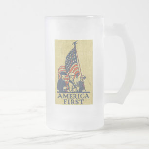 Taza De Cristal Esmerilado Estados Unidos Primera Bandera Estadounidense Patr