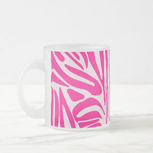 Taza De Cristal Esmerilado Estampado de cebra rosa