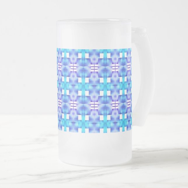 Taza De Cristal Esmerilado Estampado de formatos azuis chamativos e verde cla (Anverso derecho)