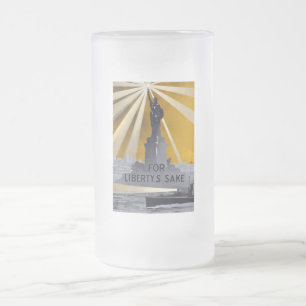 Taza De Cristal Esmerilado Estatua de la Antorcha de la Libertad y la Marina