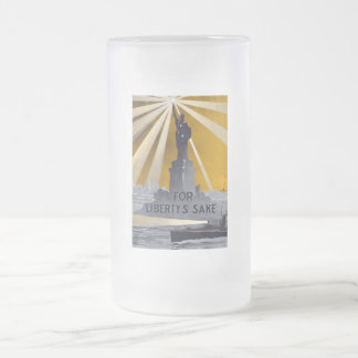Taza De Cristal Esmerilado Estatua de la Antorcha de la Libertad y la Marina 