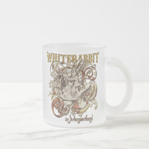Taza De Cristal Esmerilado Estilo blanco de Carnivale del conejo (versión de