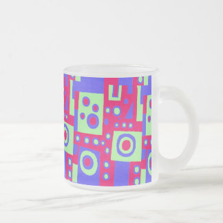 Taza De Cristal Esmerilado Estilo Contructivista Azul Verde Rojo