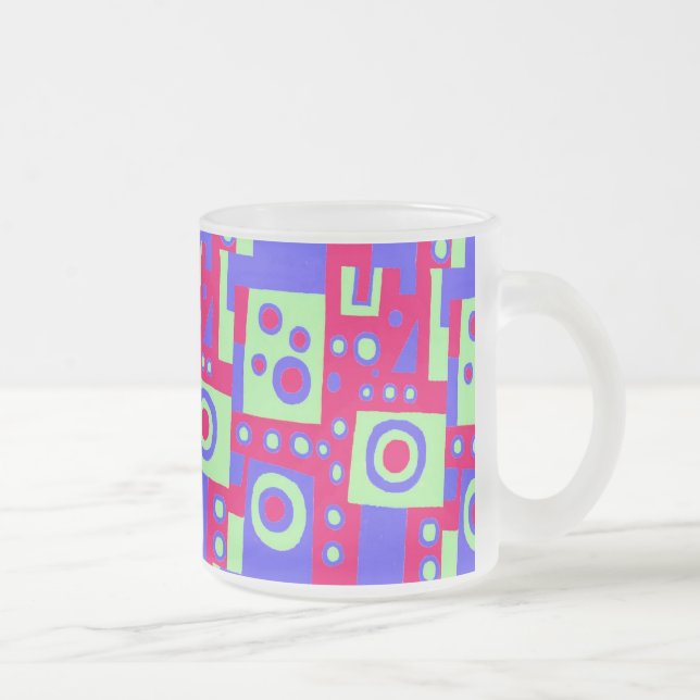 Taza De Cristal Esmerilado Estilo Contructivista Azul Verde Rojo (Derecha)