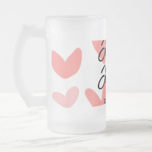 Taza De Cristal Esmerilado estilo de texto minimalista simple blanco corazón