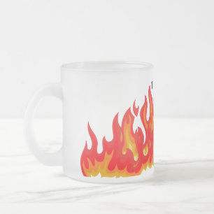 Taza De Cristal Esmerilado "Esto está bien" (negro + fuego y llamas)
