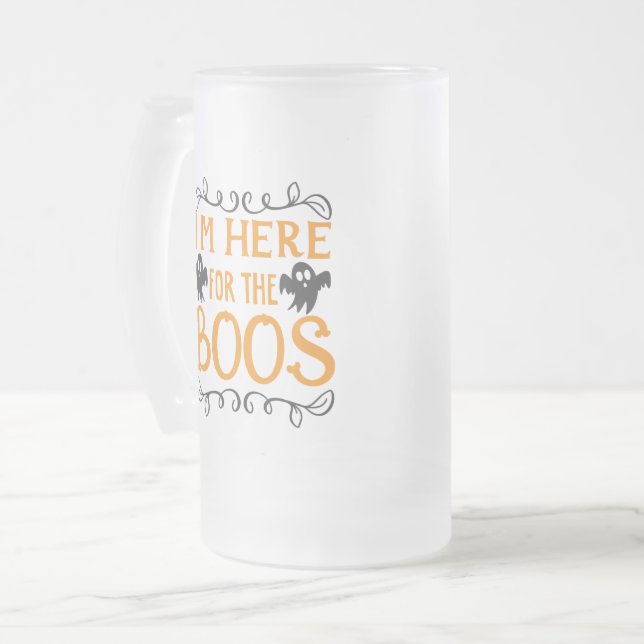 Taza De Cristal Esmerilado Estoy aquí por la cerveza helada Boos Mug (Anverso izquierdo)