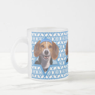 Taza De Cristal Esmerilado Estrella de Jánuca de David - beagle