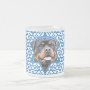 Taza De Cristal Esmerilado Estrella de Jánuca de David - Rottweiler