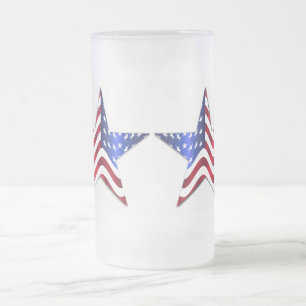 Taza De Cristal Esmerilado Estrella de la bandera de Estados Unidos Frosted 1