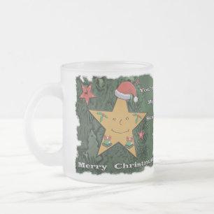 Taza De Cristal Esmerilado Estrella de pan de jengibre navideño