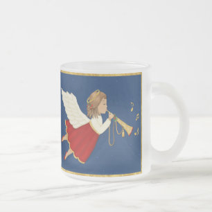 Taza De Cristal Esmerilado Estrella de Trumpet Angel y Navidades