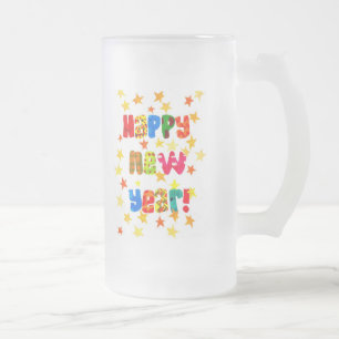 Taza De Cristal Esmerilado Estrella de vidrio escarcha de Año Nuevo