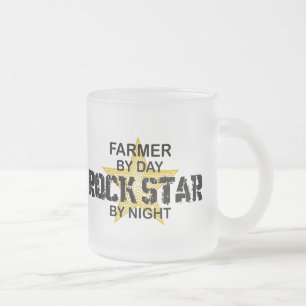 Taza De Cristal Esmerilado Estrella del rock del granjero por noche