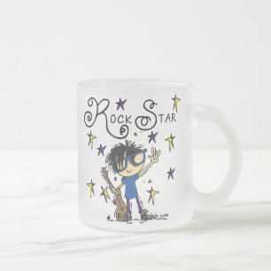 Taza De Cristal Esmerilado Estrella del rock del muchacho del pelo negro
