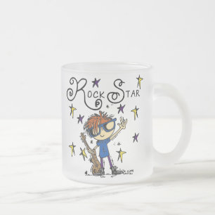 Taza De Cristal Esmerilado Estrella del rock del muchacho del Redhead