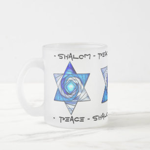 Taza De Cristal Esmerilado Estrella translucida de vidrio manchado de David