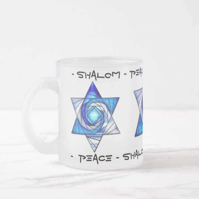 Taza De Cristal Esmerilado Estrella translucida de vidrio manchado de David (Izquierda)