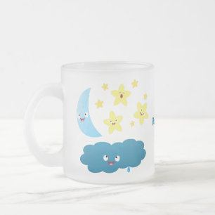 Taza De Cristal Esmerilado Estrellas de canto, personalizado de luna y nube