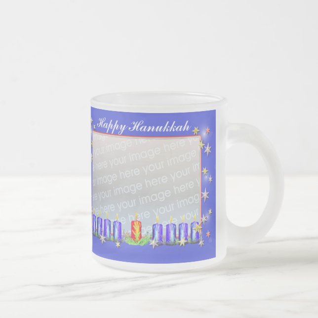 Taza De Cristal Esmerilado Estrellas felices de Jánuca y velas de marco de (Derecha)