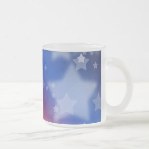 Taza De Cristal Esmerilado Estrellas rojas blancas y azules: alfombra de rana