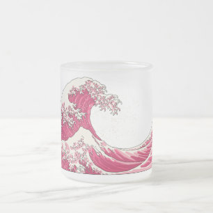 Taza De Cristal Esmerilado Estuche de vidrio helado Great Wave - rosa