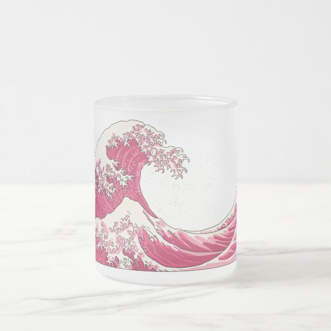 Taza De Cristal Esmerilado Estuche de vidrio helado Great Wave - rosa (Centro)
