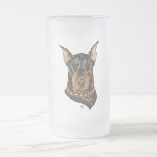 Taza De Cristal Esmerilado Estudio de cabeza de Doberman Pinscher