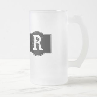 Taza De Cristal Esmerilado Etiqueta negra monogramada
