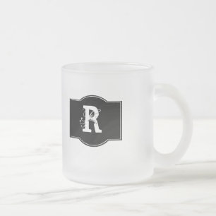 Taza De Cristal Esmerilado Etiqueta negra monogramada