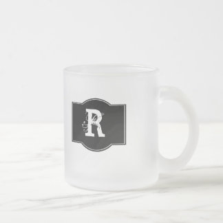 Taza De Cristal Esmerilado Etiqueta negra monogramada