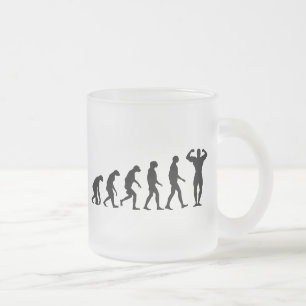 Taza De Cristal Esmerilado Evolución del Bodybuilding